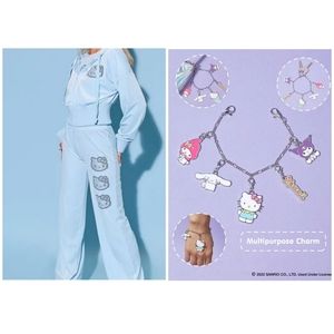 (SOLD) Hello Kitty x Forever 21 Blue Velour Sweatpants &  Charm Bracelet Bundle